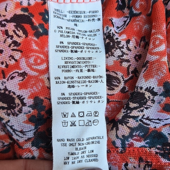 Free People All Dolled Up Red Floral Print Mesh Long Sleeve Crop Top, Size XS - Picture 10 of 10